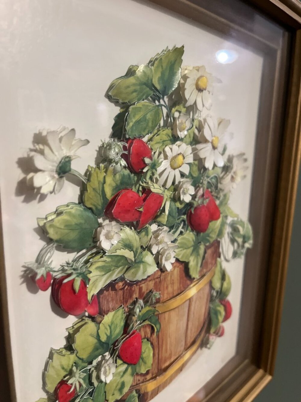 Strawberry Framed 3D Metal Art Vintage Handmade Gallery Wall Decor Cottagecore - Picture 2 of 6